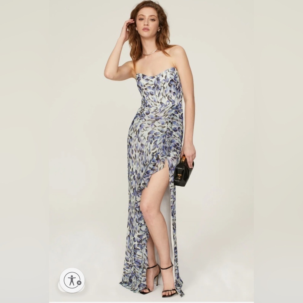 Katie May Baby Cakes blue floral gown. Size medium